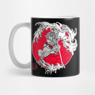 Warrior monkey and Japanese waves Mug